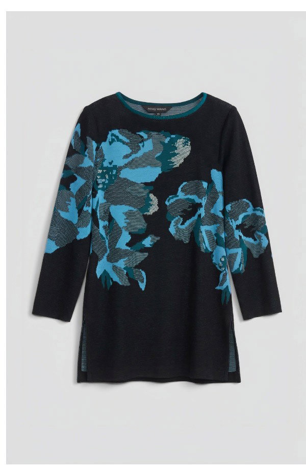 Floral Jacquard Soft Knit Tunic