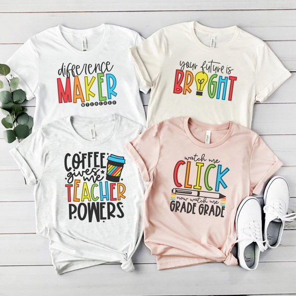 Bright Teacher Day Graphic Tee, Teacher Shirt, Back to School Shirt, First Day of School Tee