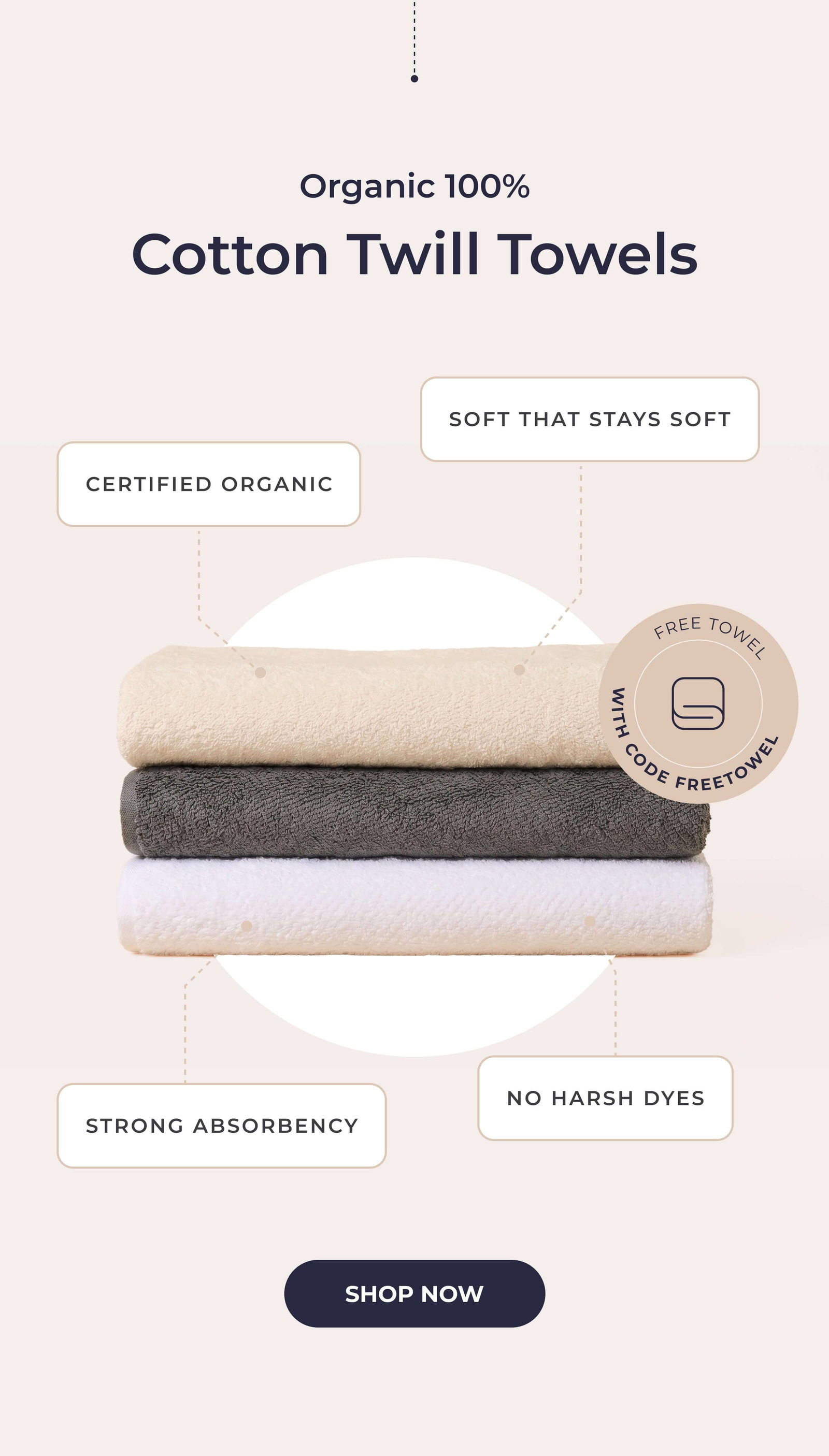 Organic 100%  Cotton Twill Towels