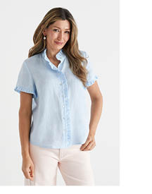 Linen Ruffle Detail Shirt