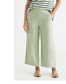 Linen Blend Flat Front Culotte