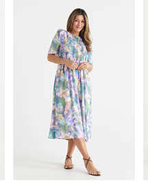 Layered Watercolour Midi Dress