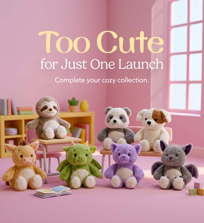 New Cozy Cute Warmies arranged in a classroom. Shop Now.