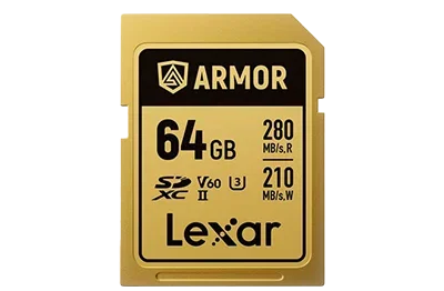 Lexar 64GB Professional Gold Series Armor 280MB/s UHS-II V60 SDXC Memory Card