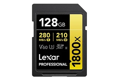 Lexar 128GB Professional 1800x 280MB/Sec UHS-II V60 SDXC Card