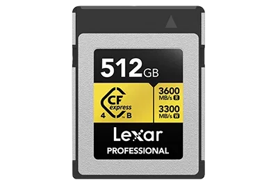 Lexar 512GB Professional (3600MB/Sec) Type B CFexpress 4.0 Gold Series Memory Card