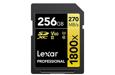 Lexar 256GB Professional 1800x 270MB/Sec UHS-II V60 SDXC Card