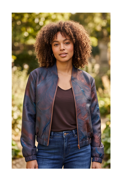 Bomber Lora Brown Feather jacquard