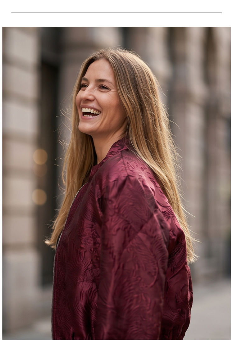 Bomber Lora Wine Feather jacquard
