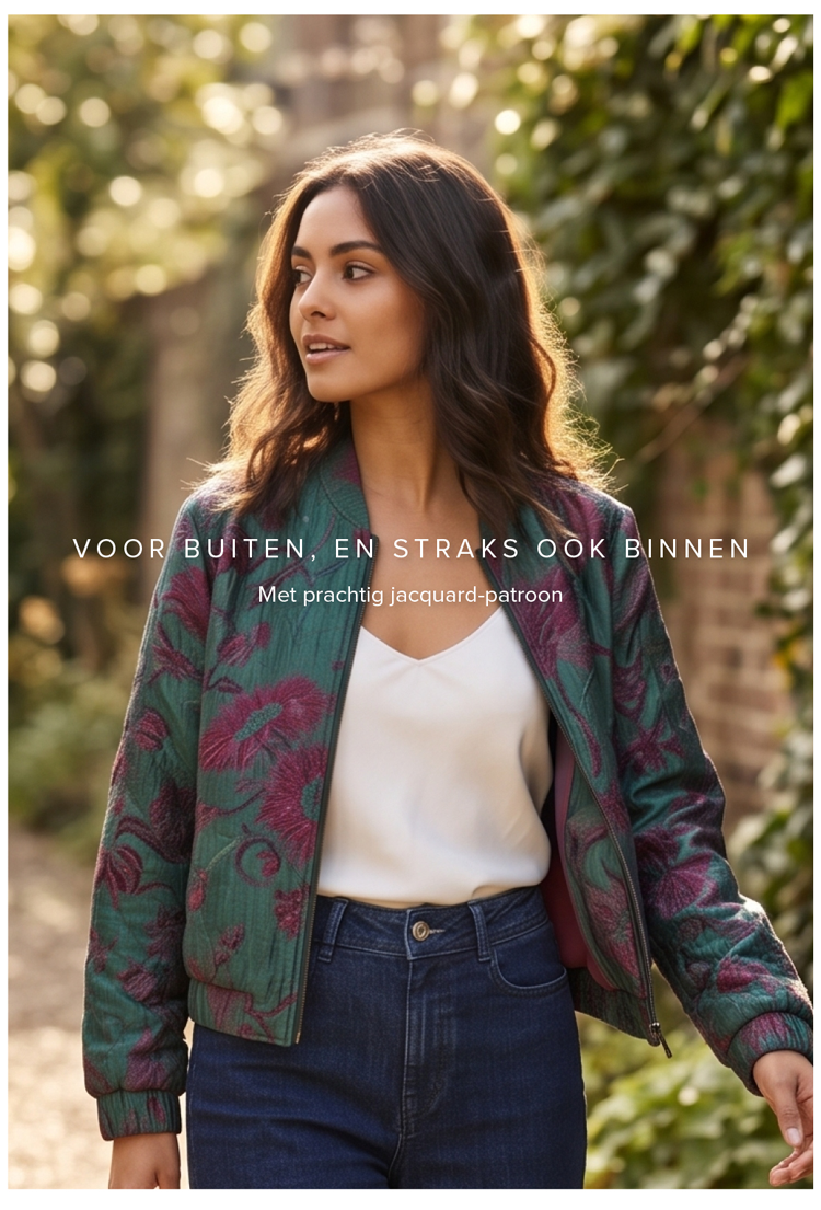 Bomber Lora Green Flower jacquard