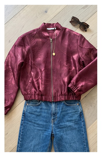 Bomber Lora Wine Feather jacquard