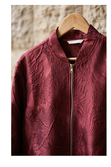 Bomber Lora Wine Feather jacquard