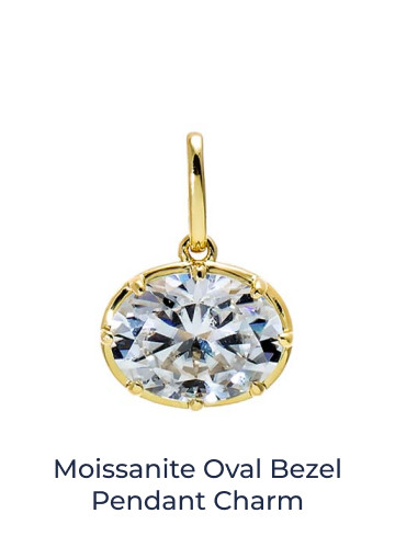Moissanite Oval Bezel Pendant Charm
