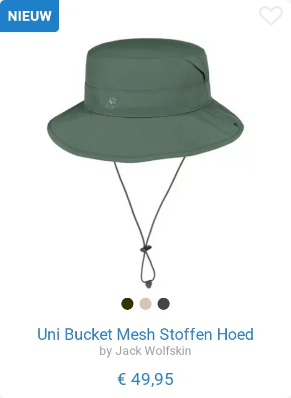 Uni Bucket Mesh Stoffen Hoed by Jack Wolfskin