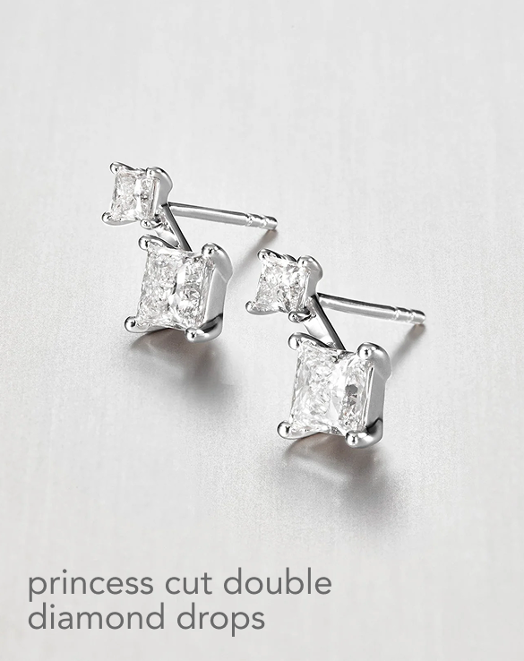 Stacked Baguette Diamond Huggie Earrings