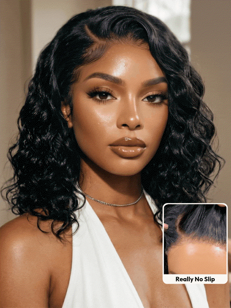 [ 220% Density ] UNice Bye-Bye Slip™ 6X4 Glueless Lace 'C' Side Part Loose Wavy Bob 220% High Density Drawstring Wig For Beginners