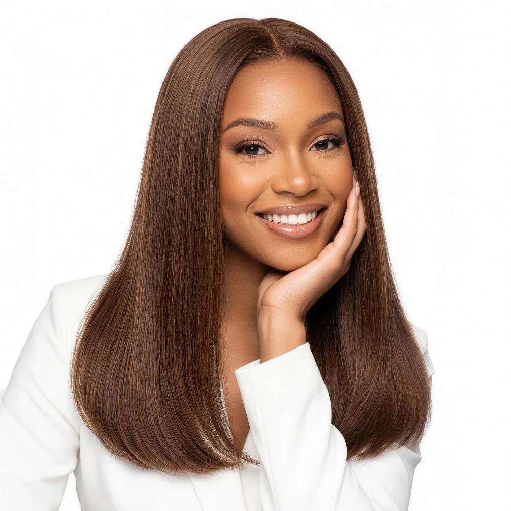 Megalook 13x6 Three-Go™ Gluless Chocolate Brown Straight Bob Wigs 250% Density Realistic Hairline Beginner Friendly