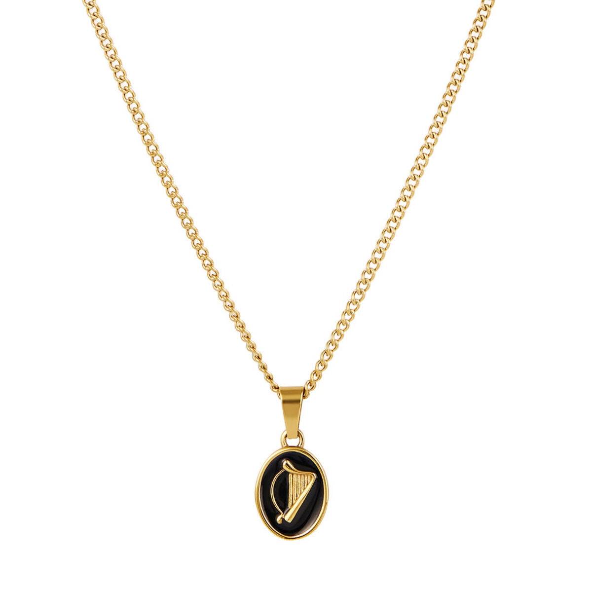 Over & Over Gold 14k Stainless Steel Enamel Harp Necklace