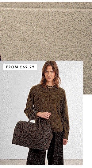 Models holding different colours and textured Milan cabin bags