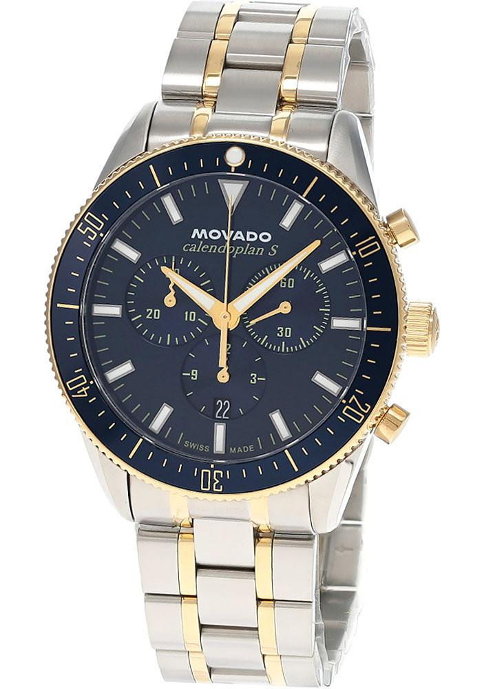 MOVADO Heritage Calendoplan S Chronograph 42MM Navy Dial Two-Tone Men's Watch