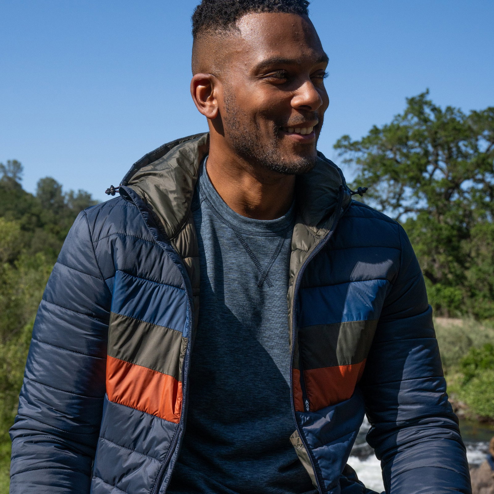Image of Men's Tri-Color Hooded Puffer Jacket