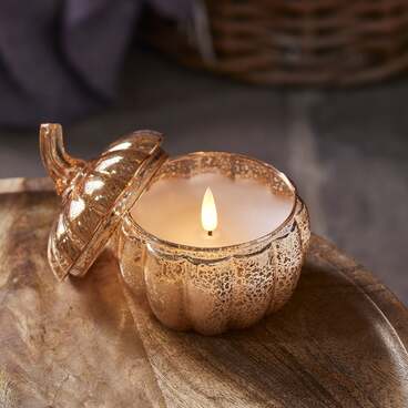 Glass Pumpkin Jar with TruGlow Candle With Remote
