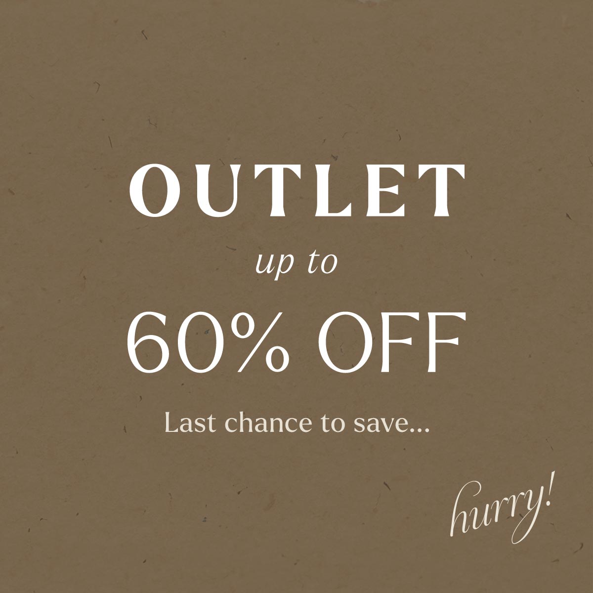 Up to 60% off outlet