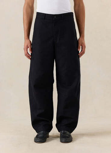 Milo Relaxed Barrel Leg Trousers | Cotton | Black