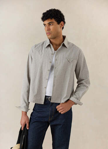 Hinsley Boxy Long Sleeve Shirt | 100% Cotton | Cream Check