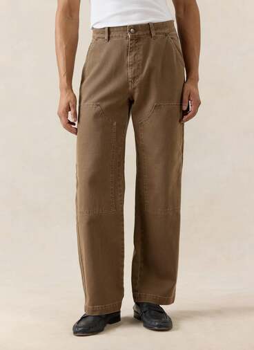 Lucas Carpenter Straight Leg Trousers | Cotton | Mocha