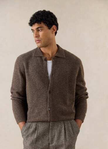 Archive Knit Collared Cardigan | Yak Wool | Brown