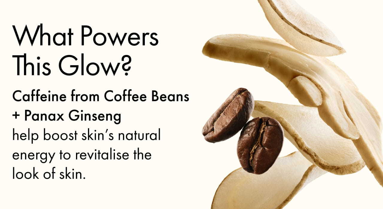 Close-up of GinZing™ ingredients, coffee beans and Panax ginseng.