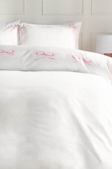 Bow Border Bedding Set Microfibre Duvet Cover with Pillowcase