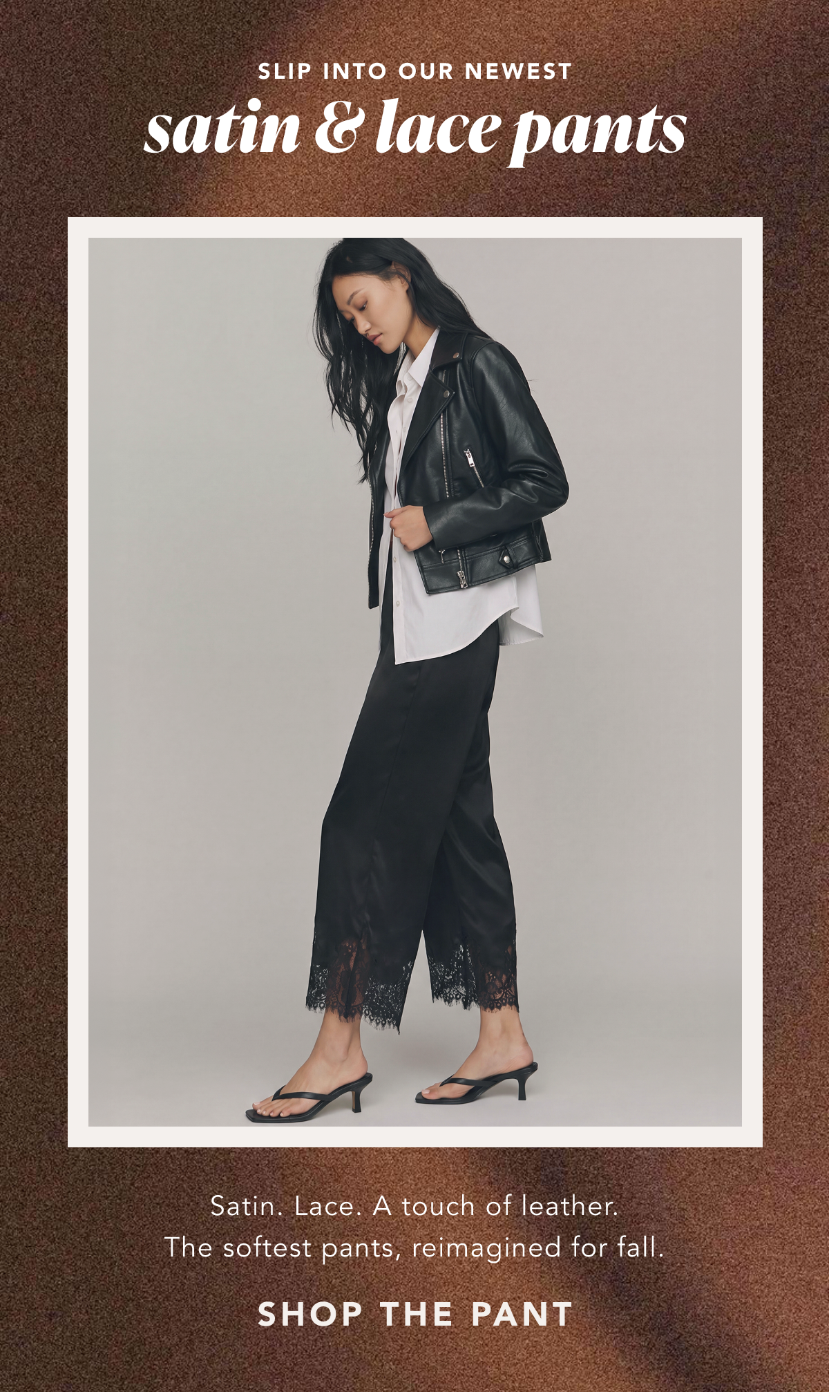 Mid Rise Cropped Lace Trim Pants