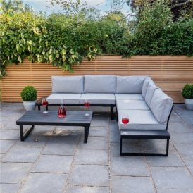 Santorini Corner Grey Garden Sofa Set with Cushions