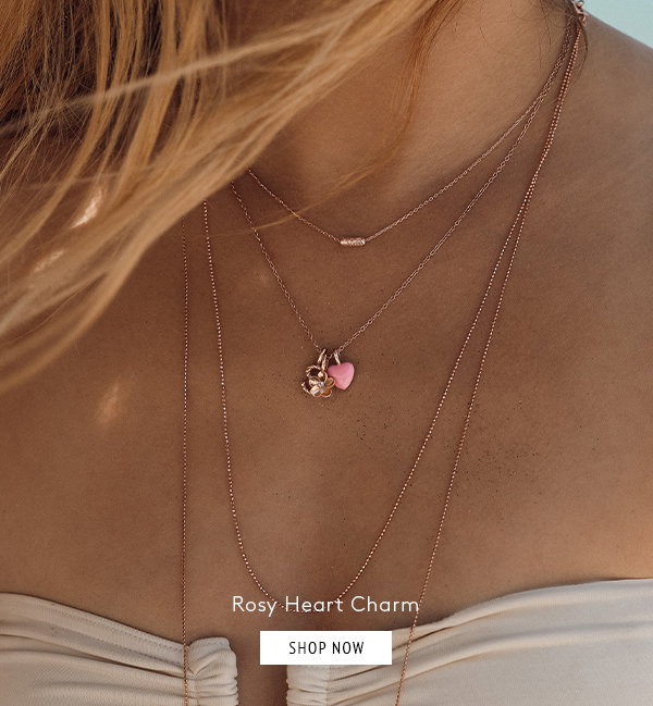 Rosy Heart Charm - pink Emaille
