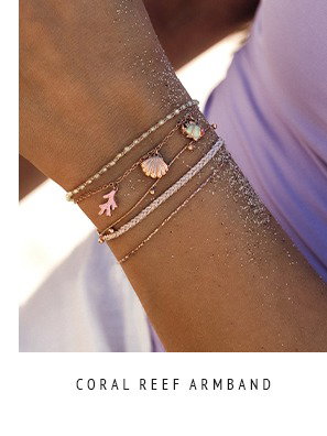 Corall Reef Armband - rosé vergoldet, rosa Emaille Koralle, Muschel und Fisch