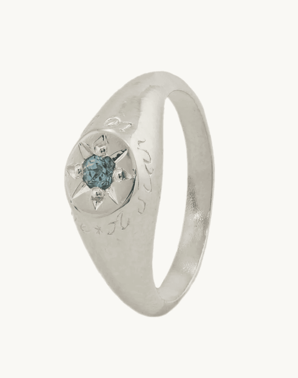 Topaz Signet Ring with "A Star to Guide Me" Engraving
