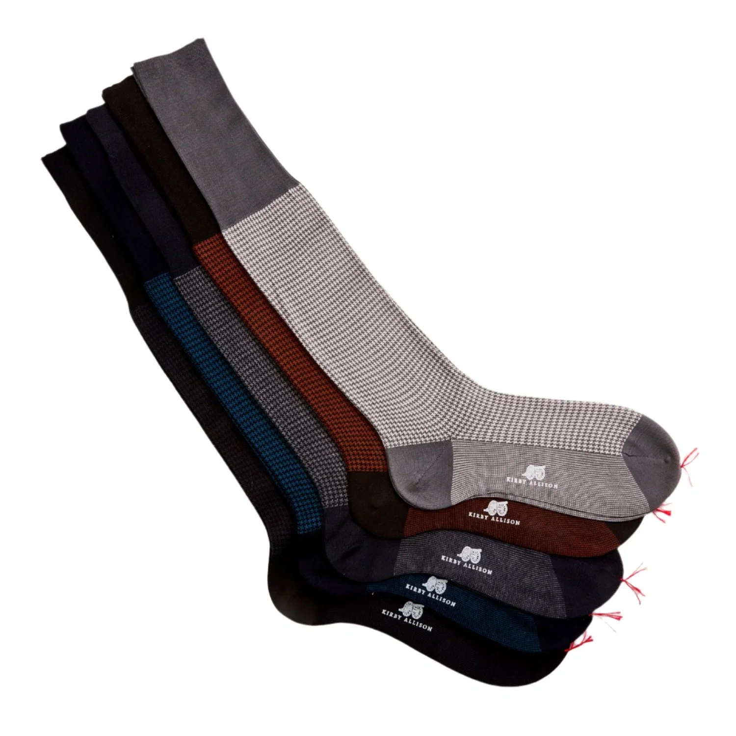 Image of Bresciani Houndstooth OTC Cotton Dress Socks