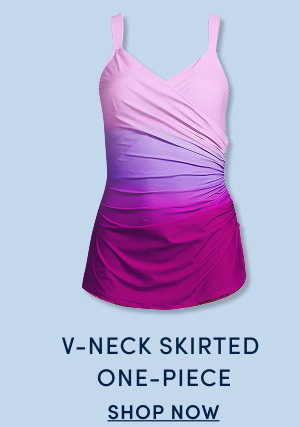 V-Neck Skirted One-Piece