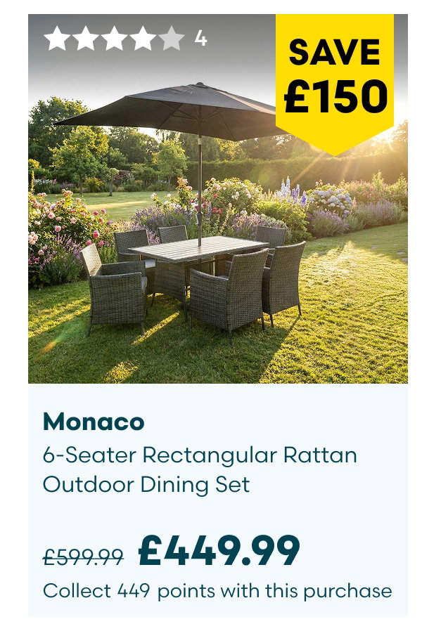 Monaco 6-Seater Rectangular Rattan Outdoor Dining Set