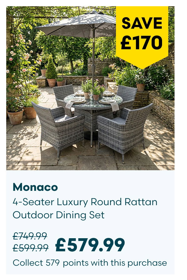 Monaco 4-Seater Luxury Round Rattan Outdoor Dining Set