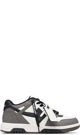 Gray & White 'Out Of Office' Calf Leather Sneakers - Off-White