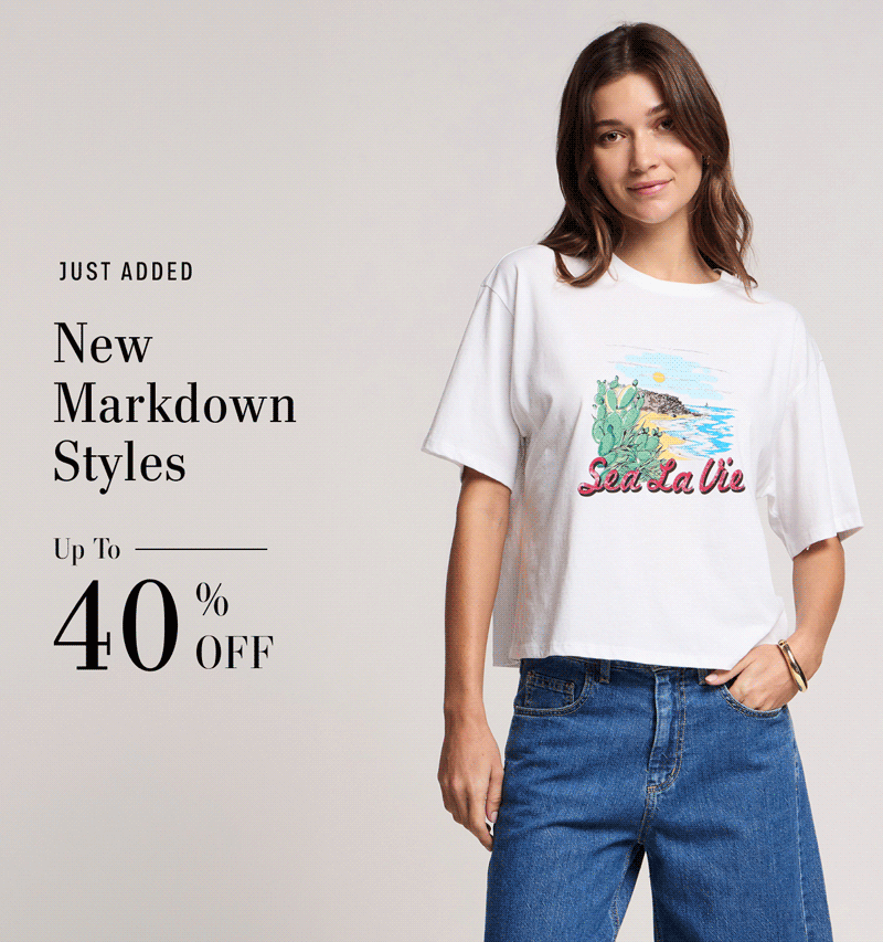 Image shows a model wearing the Lola Pants in Bluejay.  Image shows a model wearing the Sammy Joggers in Sea La Vie and White.  Image shows a model wearing the Byrdie Top in White.  Image shows a model wearing the Ambria Top in Sherbert. Just Added New Markdown Styles Up To 40% Off