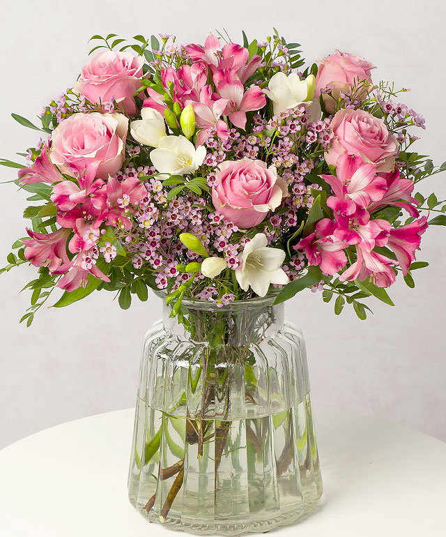 Pink Roses and Freesias