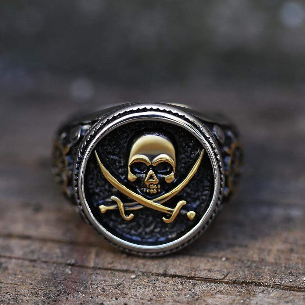 Image of Retro Pirate Stainless Steel Skull Ring