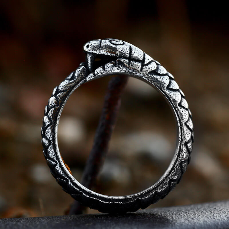 Image of Retro Ouroboros Stainless Steel Snake Ring