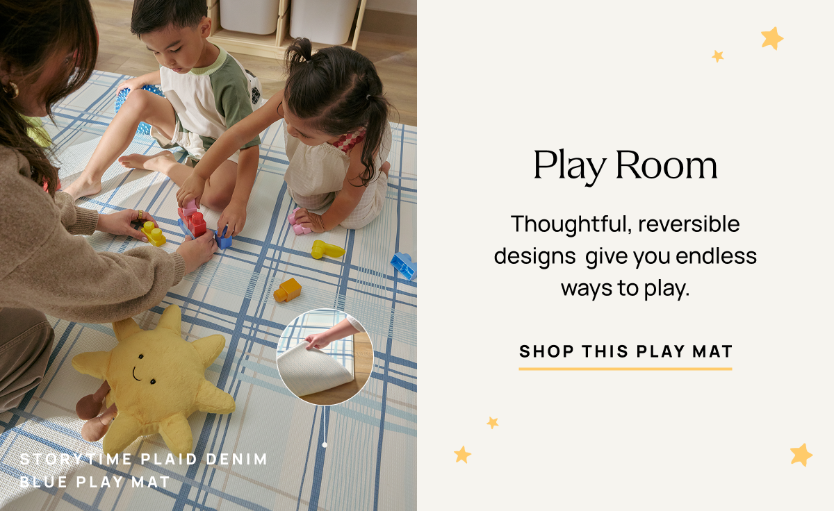 Storytime Plaid Denim Play Mat | Shop This Play Mat
