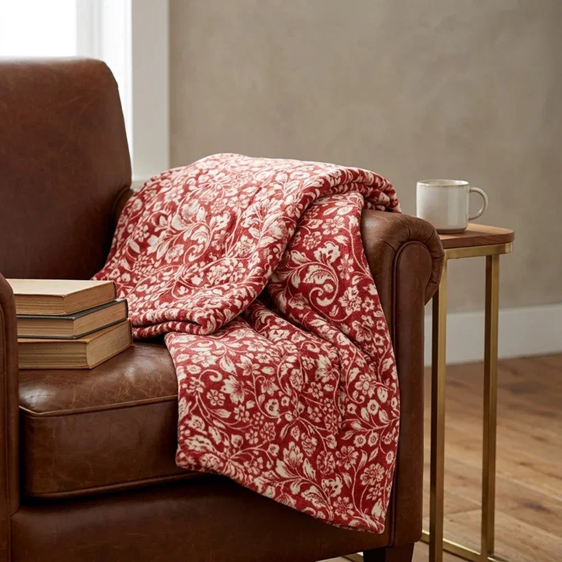 Image of Jacobean Sunflower 50" x 60" Fleece Plush Throw