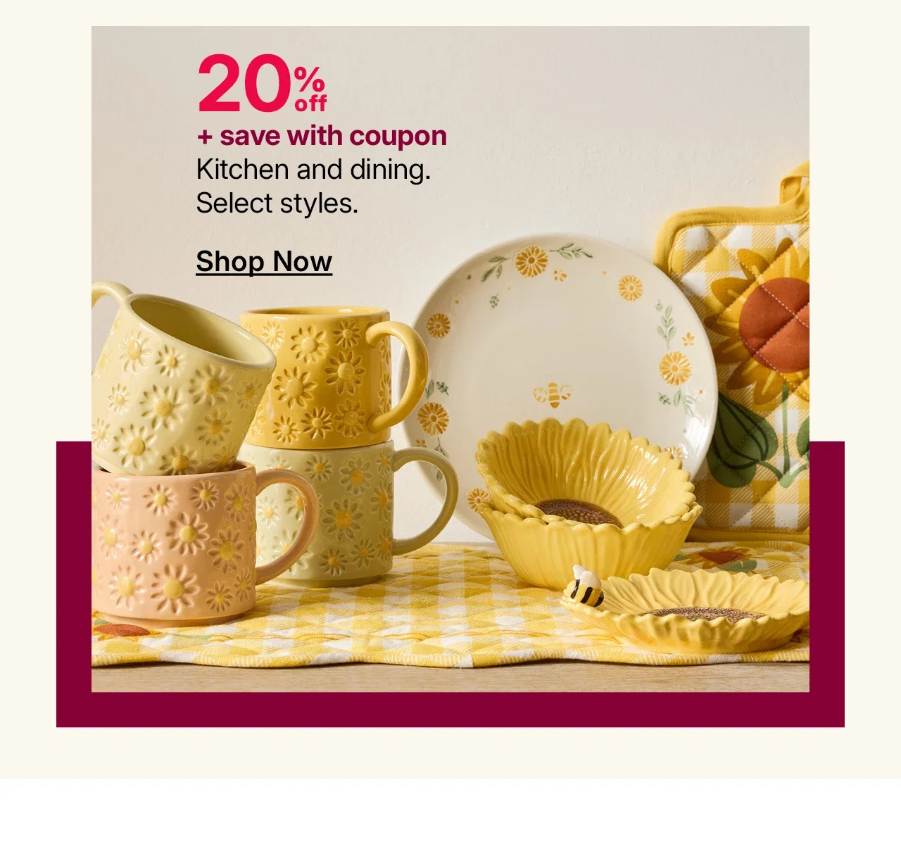 20% off kitchen and dining